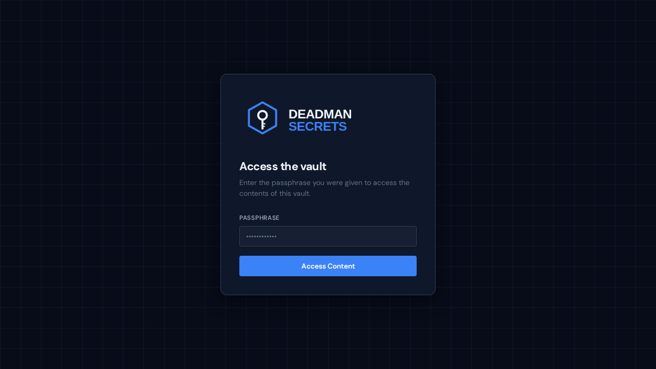 Step 1: The beneficiary opens their link and is asked for the passphrase you gave them.