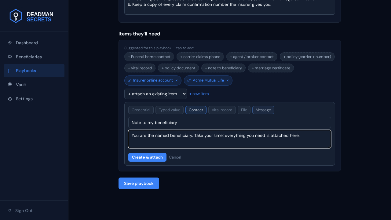 Step 7: Add a message: a personal note, delivered with the playbook.