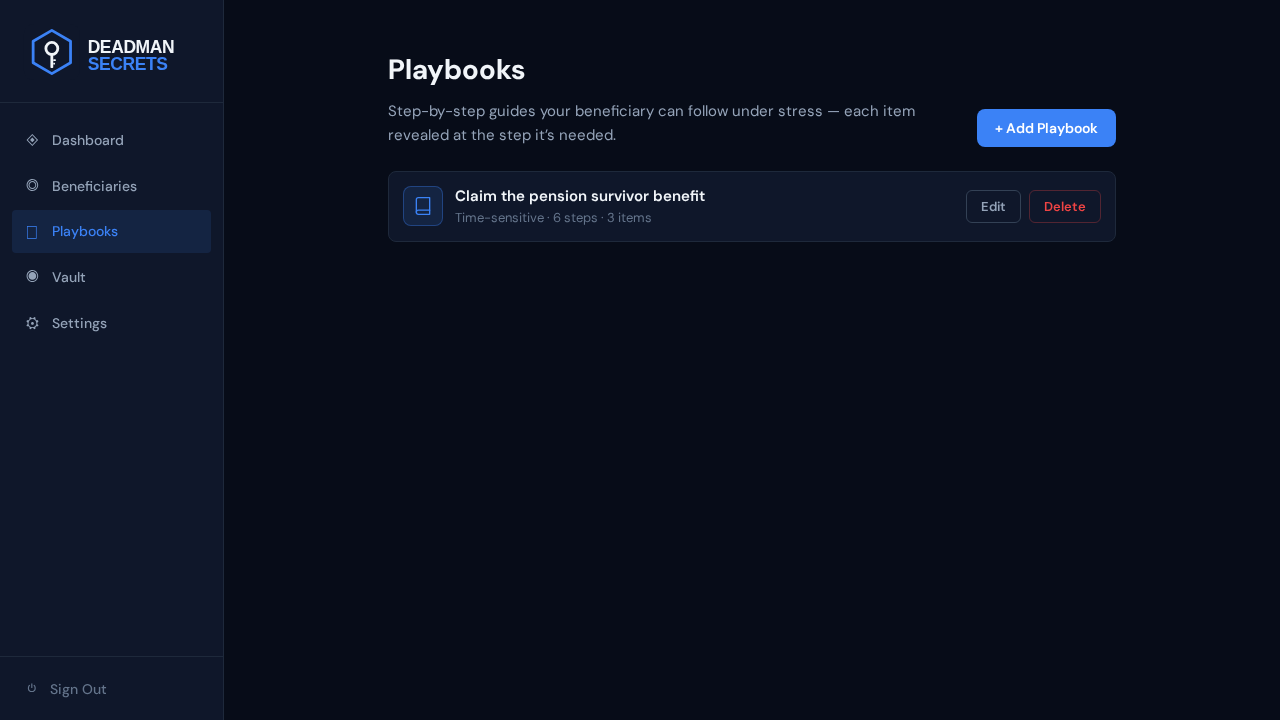Step 8: The finished playbook: your steps plus the items your beneficiary will need.