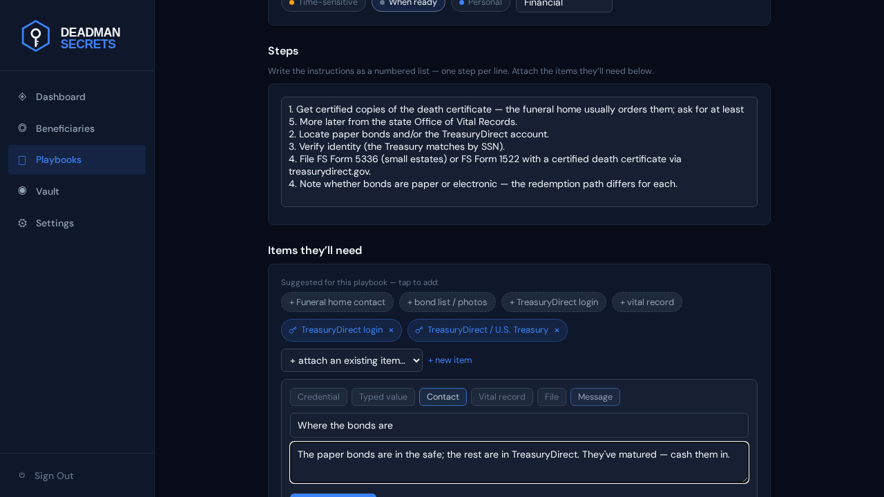 Step 7: Add a message: a personal note, delivered with the playbook.